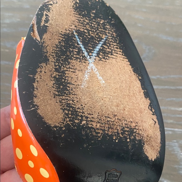 Via Spiga Orange Polka Dot Sandals with Bow - Picture 3 of 5